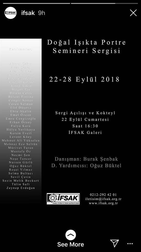 “Doğal Işıkta Portre” Sergisi, Eylül 2018 – İFSAK