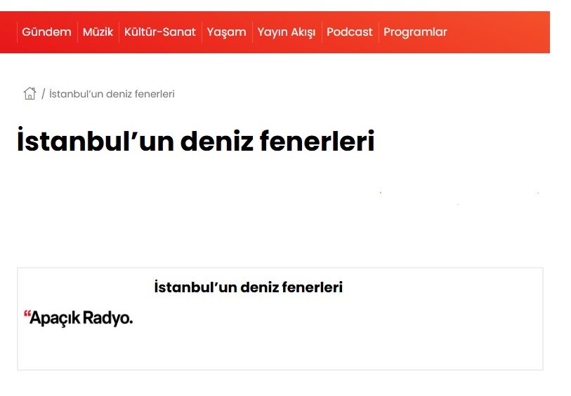 Açık Radyo – İstanbul Ansiklopedisi: İstanbul’un deniz fenerleri