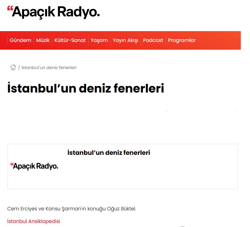 Açık Radyo – İstanbul Ansiklopedisi: İstanbul’un deniz fenerleri