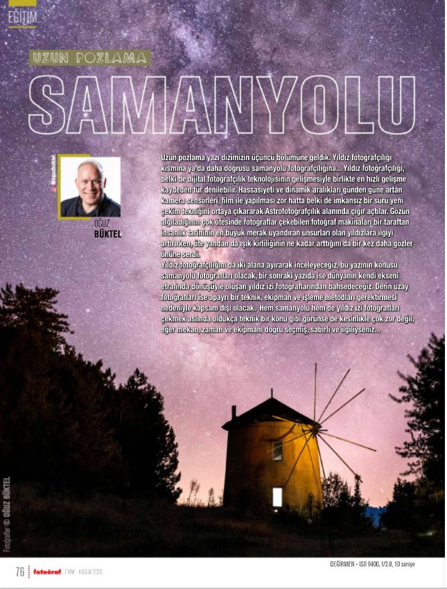 Fotoğraf Dergisi Ağustos – Ekim 2020 Sayısı: Uzun Pozlama – Samanyolu